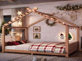 Full House Floor Bed with Support Slats, Solid Wood House Bed Frame for Kids, No Box Spring Needed W1580P535184