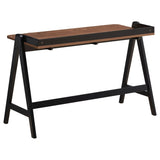 ZUN Walnut and Black Writing Desk with USB Ports B062P153882