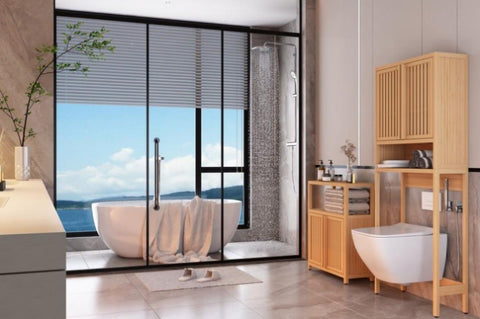 ZUN Large Capacity Bamboo Storage Furniture for Bathroom Living Room Bathroom Bamboo Storage 59428200