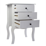 ZUN European Bedside Table-Three Pumps White 14615600