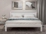 Platform Bed Frame with Headboard, Wood Slat Support, No Box Spring Needed,Twin, White 94135601