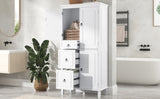 Retro Multi-Functional Storage Cabinet with Adjustable Shelves, 3 Drawers, and 3 Enclosed 73802315