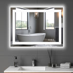 ZUN Anti-fog LED Bathroom Mirror with Dual Light Source and Three Lighting Modes, White W2201P271184