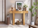 TREXM Rustic Minimalist Console Table with Hidden Drawer, Side Power Outlet,Wood Entryway Table for N715P361518N