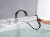 Waterfall Bathtub Faucet with Sprayer, 3-Hole Roman Filler with Hand Shower Deck Mount Waterfall W1224P206184