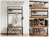 Hall Tree with Bench and Coat Rack, Entryway Bench with Storage and Hooks, 4-in-1 Coat and 99124789