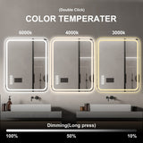 40x32 Inch LED Bathroom Mirror Vanity Mirrors with Front Lights Wall Mounted Anti-Fog Frameless Make W2709P179006