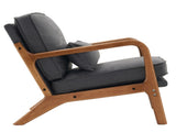 Oak Armrest Oak Upholstered Bronzing Cloth Single Lounge Chair Indoor Lounge Chair Dark Grey 30079338