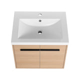 LEVISTAR Oak 24 Inch Bathroom Vanity with resin Countertop Sink, 2 Doors Bathroom Cabinet Set W1972P165042