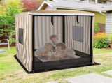 Brown Kids Wooden Sandbox with Waterproof Canopy, Built-in Seats & Storage 61201744