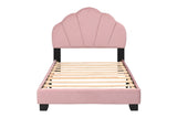 Upholstered Twin Size Platform Bed for Kids, Wooden Bed Frame with Slatted Bed Base, No Box Spring W1998124486