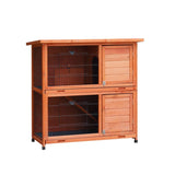 ZUN Rabbit Hutch Outdoor, 2-Story Rabbit Cage Indoor with Run, Bunny Cage with 2 Removable No-Leak W219106475