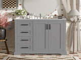 36" Modern Bathroom Vanity with Ceramic Sink, Soft-Close Door, Adjustable Shelf & 3 Drawers, Ample N729P280194E