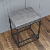 ZUN (Set of 2) Riley Indoor Grey Metal Faux Leather Bar Stools T2396P280641