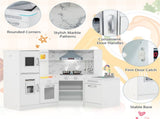 Interactive Kids Play Kitchen with Ice Maker & Chalkboard, Corner Design Pretend Cooking Set with 22168267