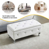 Upholstered Storage Ottoman Bench For Bedroom End Of Bed Faux Leather Rectangular Storage Benches W2268P146682