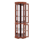 Corner Curio Cabinet with 5 Shelves and Lighting System, Walnut W1693P183978