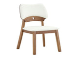 2 walnut colored solid wood dining chairs, with white PU soft packaging on the backrest and seat W1512P508904