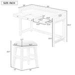 ZUN 4-piece Dining Bar Table Set with 3 Upholstered Stools, Multifunctional Dining Table with 3 Drawers 52717015