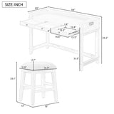 ZUN 4-piece Dining Bar Table Set with 3 Upholstered Stools, Multifunctional Dining Table with 3 Drawers 52717015