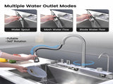 Pull-out Faucet Single Bowl Sink Kitchen Vegetable Sink 304 33"x22" Whale Waterfall Sink Stainless 10346194