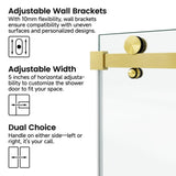 60*76" Fixed & Sliding Shower Door, Square Tube Hardware, Clear Glass Shower Door, 3/8 SGCC 91359712
