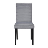 ZUN Gray Velvet Upholstered Side Chairs Set of 2pc Black Finish Wood Frame Casual Dining Room Furniture B011125791