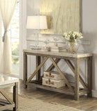 Industrial Style Angled Support 1pc Sofa Table with Bottom Shelf Marble Top Creamy White Wooden B011P175701