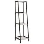 ZUN Grey Stone and Black Ladder Bookcase 4-Shelf B062P153780