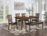 ZUN 6-Piece Dining Set with Bench, Brown Cherry B046P147182