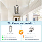 ZUN 8-Light Lantern Tired Farmhouse Ceiling Hanging Light Black Chandelier Metal Modern Pendant Light W1592P209881