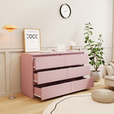 ZUN Pink Large 6 drawers chest of drawer dressers table W1320P181646