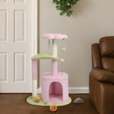 33in Cat Tree, Multi-level Cat Tower with Cat Scratching Post with Curved Perch, Cozy Cat Condo, 91214223