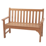 49in Vertical Backrest Teak Color HDPE Bench 56728345