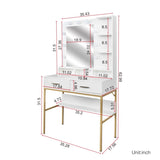 ZUN White modern simple vanity with stool, solid metal frame construction, 9 LED lights illuminate W33158579