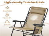 Outdoor Rocking Lounge Chair with Headrest Pillow, Beige 59117429