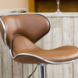 Masaccio Upholstery Airlift Adjustable Swivel Barstool with Chrome Base, Set of 2, Camel T2574P164834