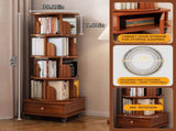 Rotating Bookshelf with Drawer, 360 Display 5 Tier Corner Bookshelf for Small Space, Floor Standing W2641P329214