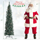 6FT Green Artificial Christmas Tree - 267 Lush Tips, 31 Realistic Pine Cones, Foldable Metal Stand 83189893