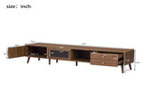 76" Modern Minimal Glass-Doors TV Stand for TVs up to 85 Inches, Wood-Grain Entertainment Center N710P298234P