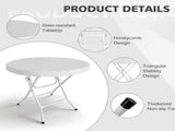 31.5" Round Folding Table, HDPE Cocktail & Bistro Table, Tool-Free Setup, Foldable for Outdoor 42293596