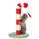 ZUN Christmas Cat Scratching Post, Cute Candy Cane Cat Scratcher with Sisal Scratching Post & Soft 87377269