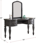 ZUN Bedroom Classic Vanity Set Wooden Carved Mirror Stool Drawers Antique Grey Finish HS00F4005-ID-AHD