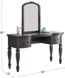 ZUN Bedroom Classic Vanity Set Wooden Carved Mirror Stool Drawers Antique Grey Finish HS00F4005-ID-AHD