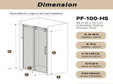 Frameless Single sliding shower door 48 "W x 76" H, 1/4 " Clear Tempered Glass, Explosion W1675P412309