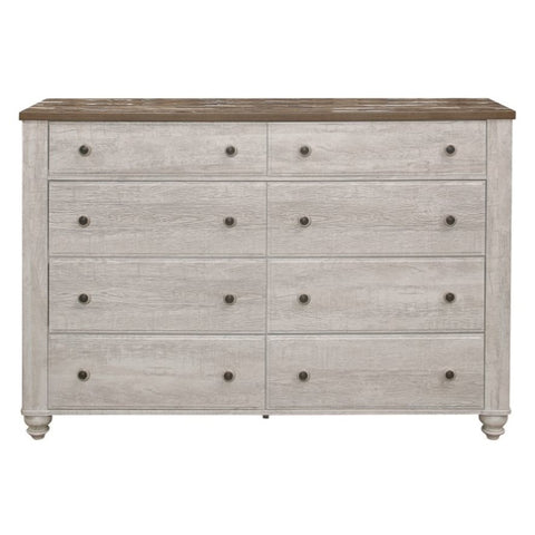 ZUN Transitional Rustic Style 1pc Dresser of 8 Drawers Two-Tone Antique White and Brown Classic Bedroom B011P212238