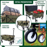 ZUN 360lbs Collapsible Foldable Wagon Cart with strapping system ,Beach Wagon Utility Cart Utility Wagon W2932P234995