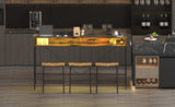 59 inch bar table, dining table, sofa table with power socket and LED light, 3 saddle stools, W2972P313231