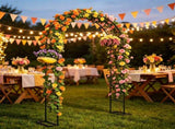 8 ft Black Steel Garden Arbor Trellis Large Base Arch Stand for Backyard Garden & Wedding Entrance 86372504