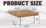 ZUN Natural Style Square MDF Coffee Table - 31.5"x31.5" with Tempered Glass Legs.Density Board W1151P232702